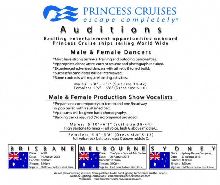 princess cruise line auditions