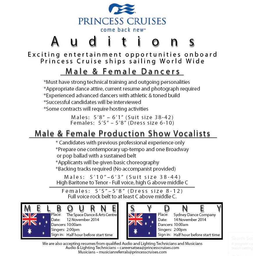 princess cruise line auditions